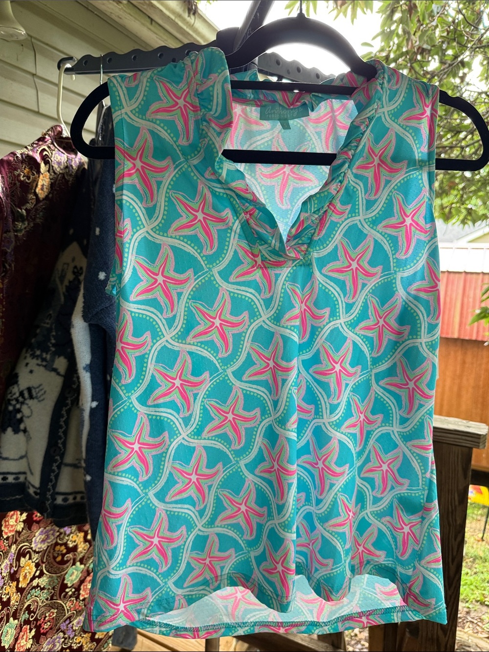 NWT Anthony’s Resort Wear Turquoise Starfish Print Sleeveless Top Small